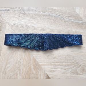 Gorge!Vintage 80's Teal/Navy Beaded Belt - Small